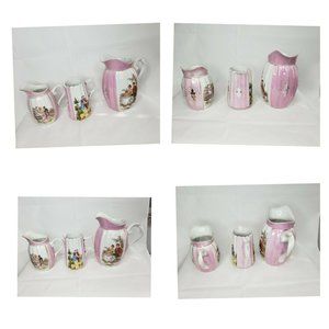 Vintage Pink White Courting Madame Pitcher Set